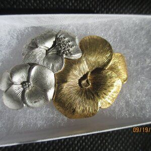 Floral Gold & Silver Tone Brooch/Pin